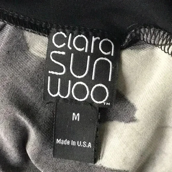 Clara Sun Woo open shoulder tunic black floral asymmetrical hem Size M - Picture 5 of 9